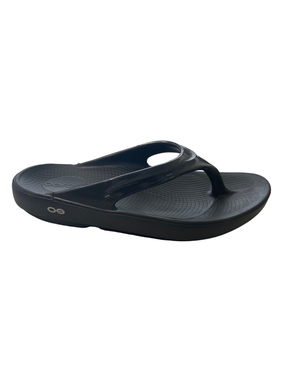 Oofos OOlala Black Patent Flip  Flop Recovery Sandals Size 5 EU 36